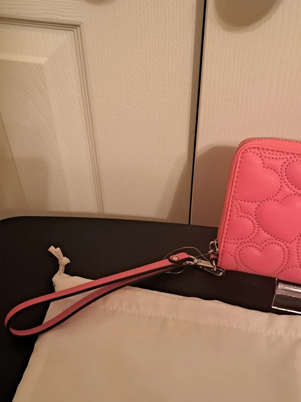 Michael Kors Pink Quilted Heart Wristlet Wallet with Dust bag NWT